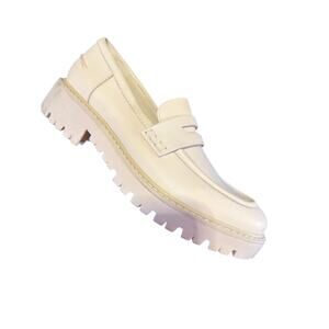 Schultz Christie Weekend Cream Leather Lug Sole Loafers Size 9